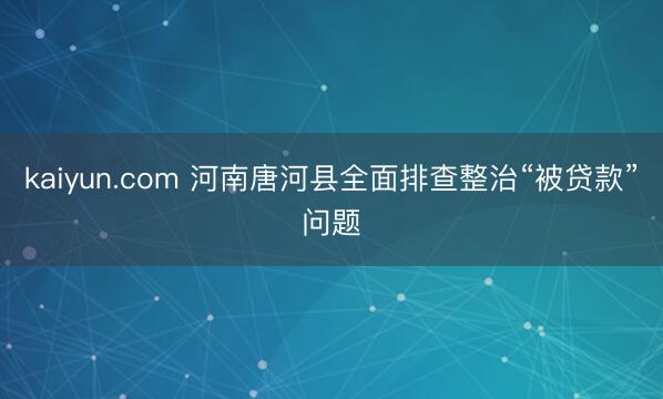 kaiyun.com 河南唐河县全面排查整治“被贷款”问题