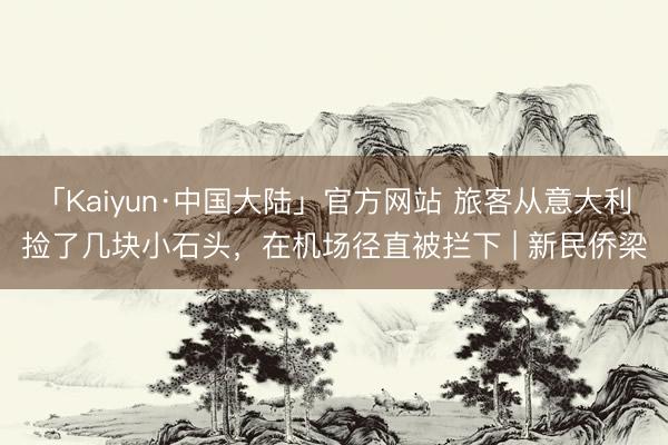 「Kaiyun·中国大陆」官方网站 旅客从意大利捡了几块小石头，在机场径直被拦下 | 新民侨梁