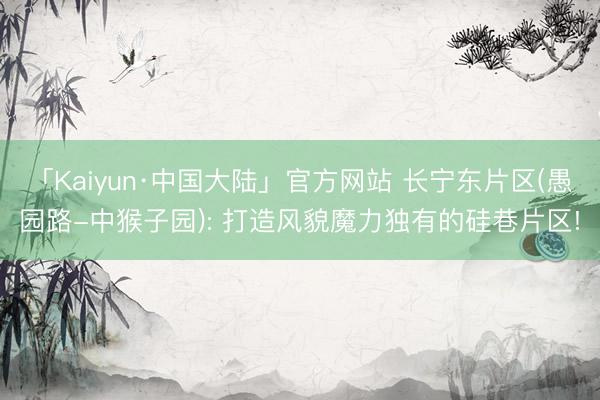 「Kaiyun·中国大陆」官方网站 长宁东片区(愚园路-中猴子园): 打造风貌魔力独有的硅巷片区!
